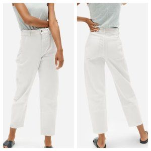 NWOT EVERLANE The Utility Barrel Pants Womens Size 8 Bone White Organic Cotton